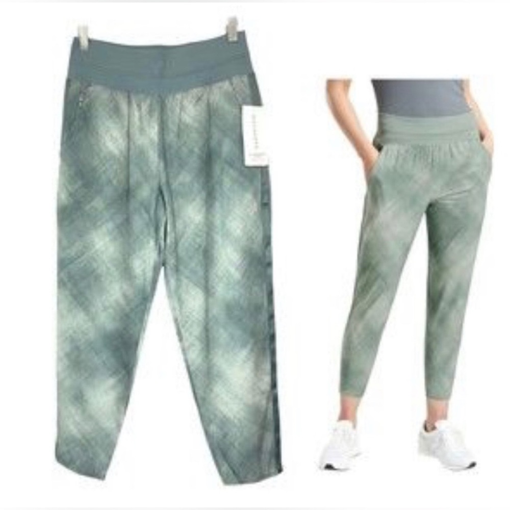 NEW Athleta Nolita $89 slim tapered printed crop pants mint green 24 plus travel